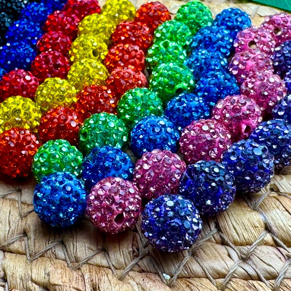 NEW!10MM Rhinestone Pave Clay Beads DIY JEWELRY MAKING CRAFTING 25pc Mixed LOT